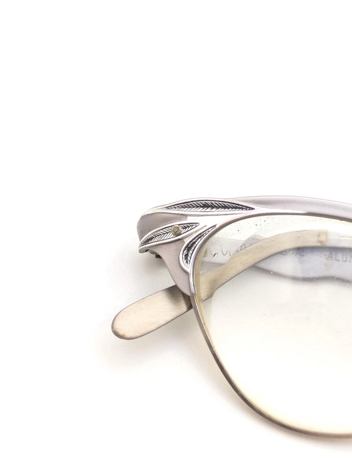 Vintage Rare Victory Cat Eye Glasses Silver Leaf Art Deco Retro Accessory Movie - Image 2 of 4