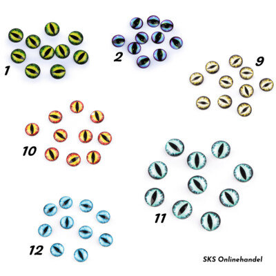5 Paar Glasaugen 10 mm zum Aufkleben Drachenaugen Katze Cabochons Basteln Gothic