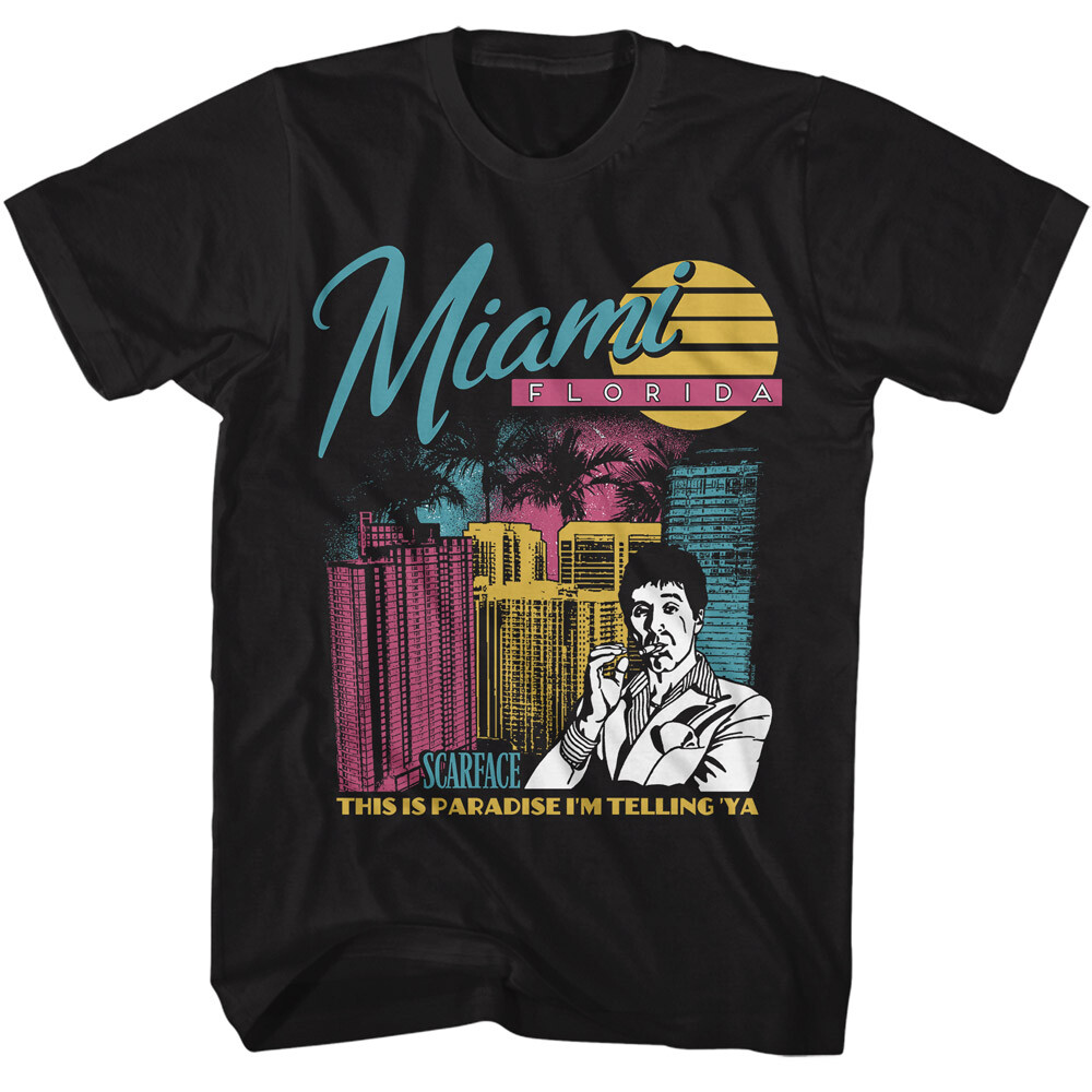 Scarface Movie T-Shirt Al Pacino Miami Florida Gangster New Black 