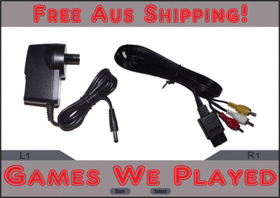 Super Nintendo SNES Power Supply and AV Cables Replacement New Aftermarket