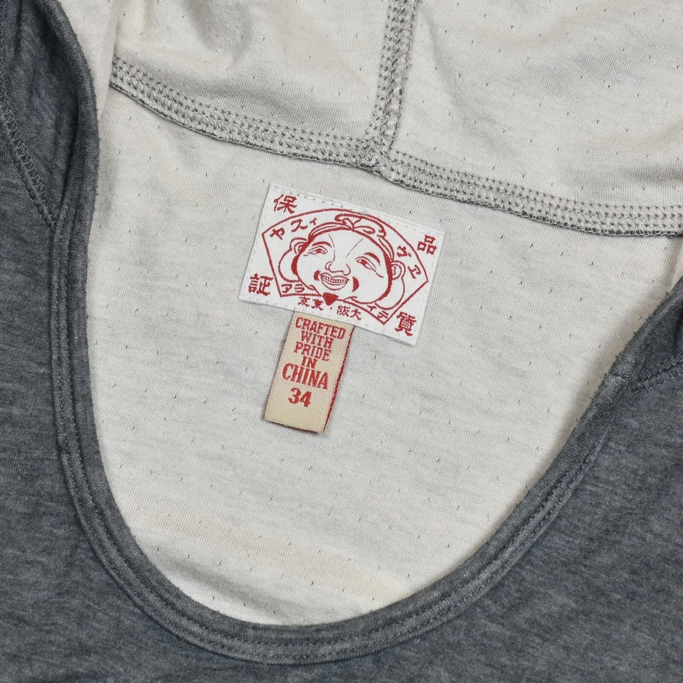 EVISU Damen Kapuzen T-Shirt Grau Kurzarm Kapuze Japan Pailletten Größe 34 - Bild 4 von 4