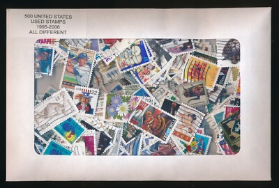 500 Cancelled U S Postage Stamps - All Different - US Packet 1995-2006-OFF PAPER