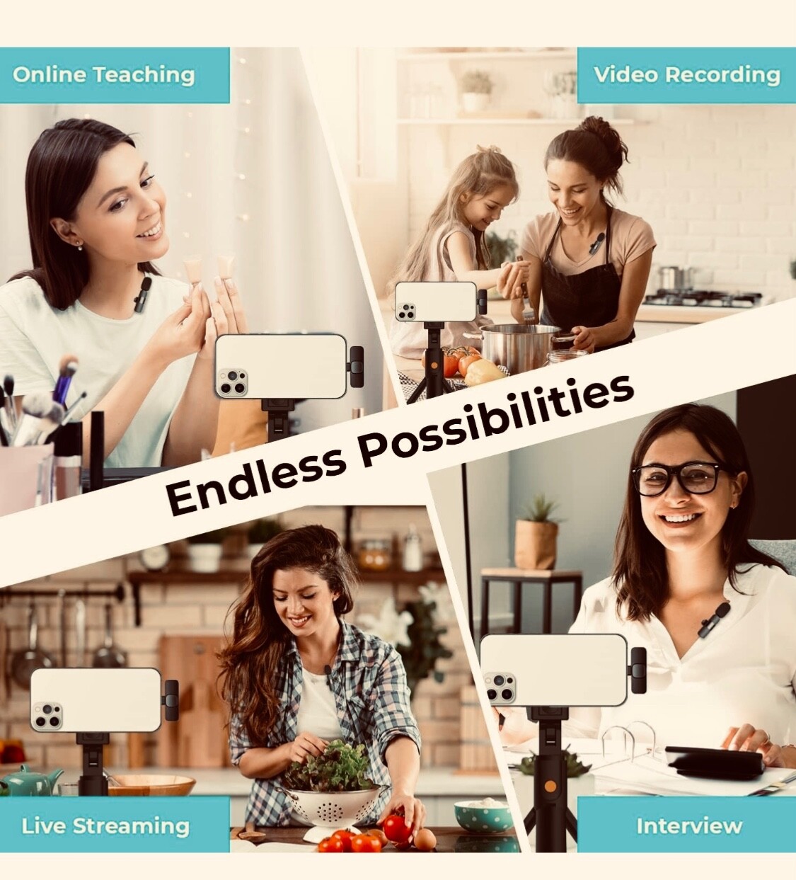 Mini microphone sans fil d'enregistrement pour vidéo instagram et interview nomade
