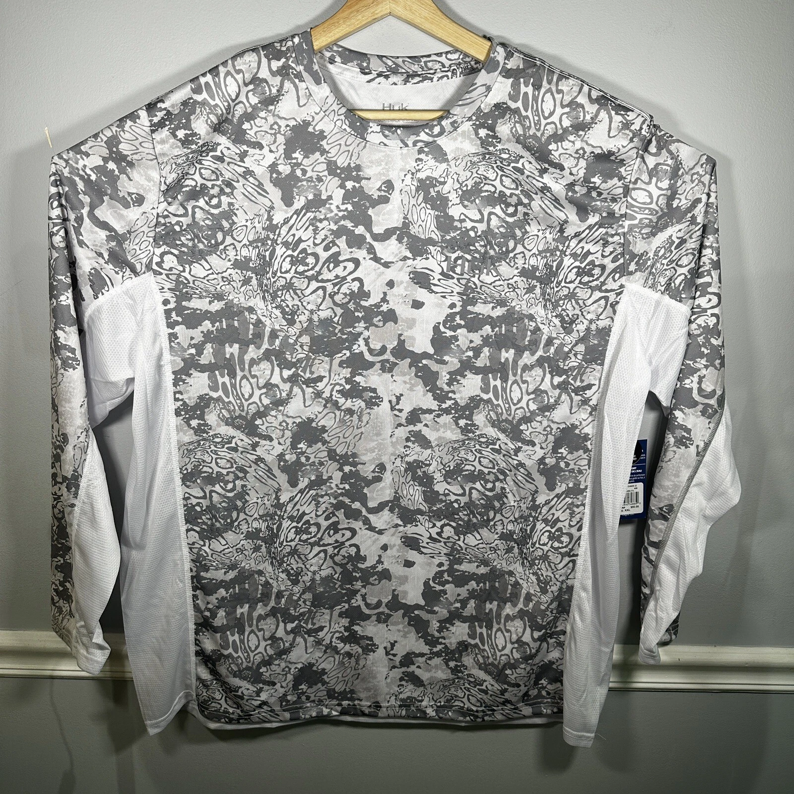 Huk Icon X Tide Change 2X-Large Gray/White 50+ UPF Performance Fishing shirt