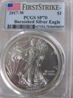 2017 W First Strike American Silver Eagle Burnished PCGS SP70