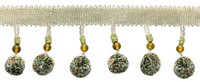 DÉCopro Beadete Quasten Fransenborte Mit Pompon Ball, Farbe# VL12 (Pro Yard)