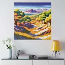 Endless Mountains Snow Autumn Trees Sky Bright Wall Decor Art Matte Canvas