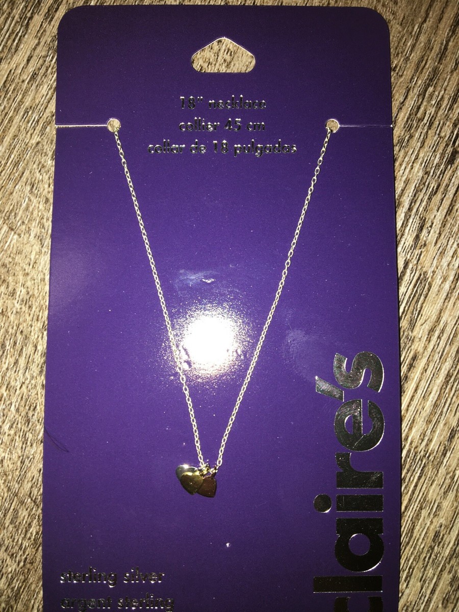 Claire's Sterling Silver 3 Tone 18” Heart Necklace Jewelry