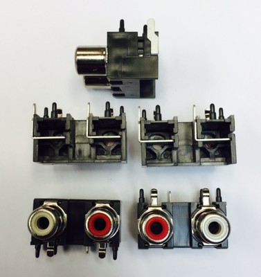 5pcs RED WHITE PCB Mount 2 RCA Female Stereo Aux Audio Video Jack AV Connector