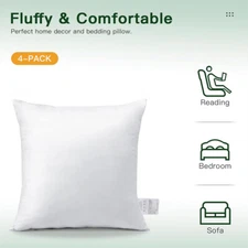 14"x14" Throw Pillows Insert Ultra Soft Bed & Couch Sofa Decor Pillows Pack of 4