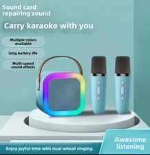 Mini Karaoke Machine Portable Bluetooth Karaoke Speaker with 2 Wireless Mics