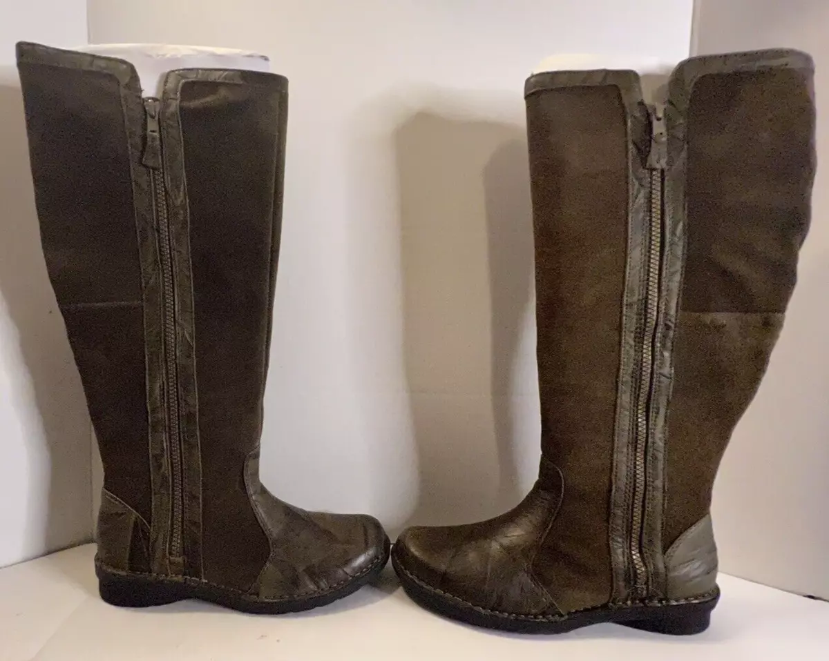 Clarks Suede Leather Boot w Side Zip Nikki Park Olive Size 8.5M