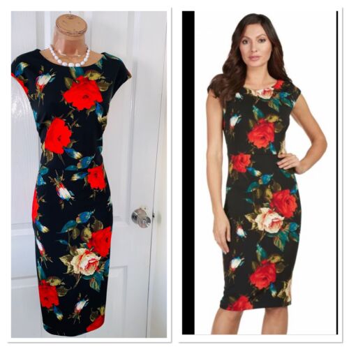 FRANK LYMAN floral bodycon dress uk size 16 - Picture 1 of 11