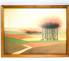 Arthur A Kaplan Co USA Print Victor Santoyo Landscape Framed Mid Century