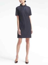 Banana Republic Embellished-Collar Polo Dress, Size S Navy ( 1442B3)