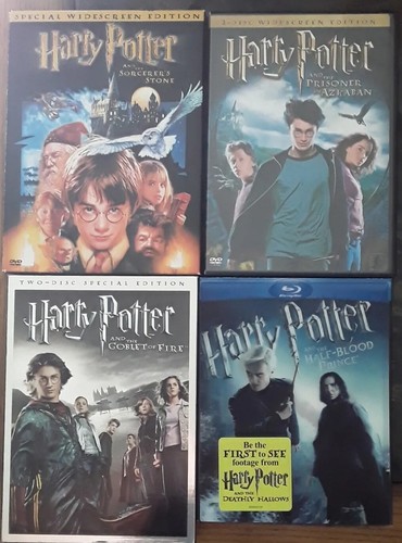 Harry Potter Blu-ray DVD Lot x4 Half Blood Goblet Azkaban Sorcerers Stone EX
