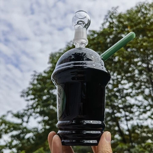 8inch Heavy Glass Bong Black Coffee Cup Hookah Portable Water Pipe Smoking Pipes