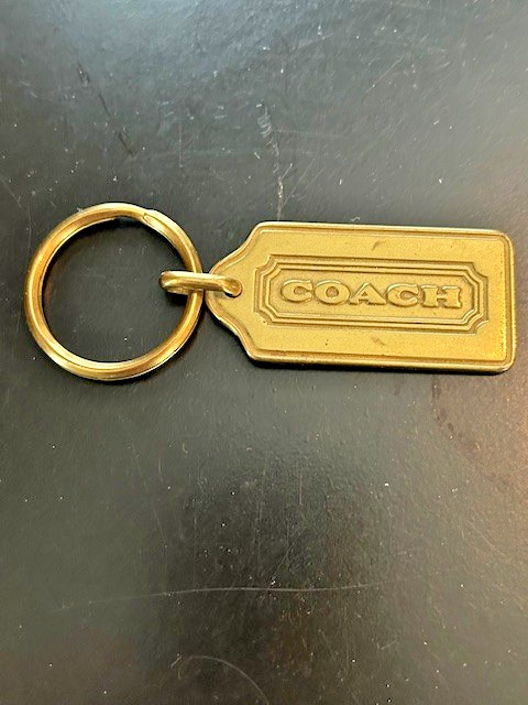 VTG. COACH  Gold tone Brass Bag Fob Key Ring Key Chain Hang tag Bag Charm 