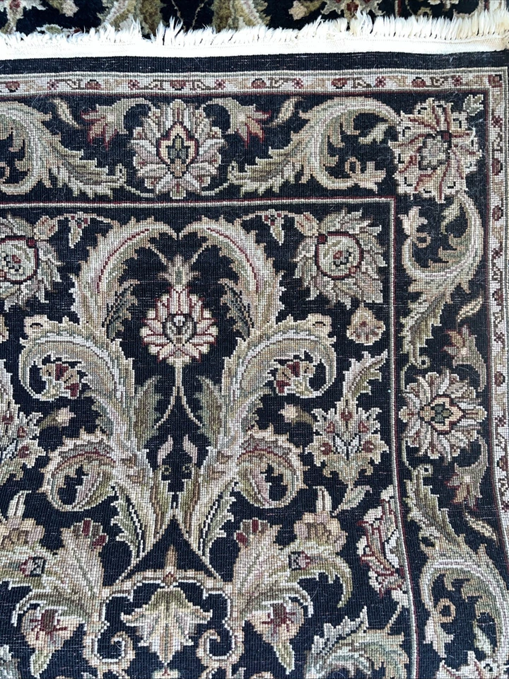 Corredor de pasillo oriental negro anudado a mano 9’ pies 9” de largo X 3 pies de ancho muy bonito Foto 3 de 4