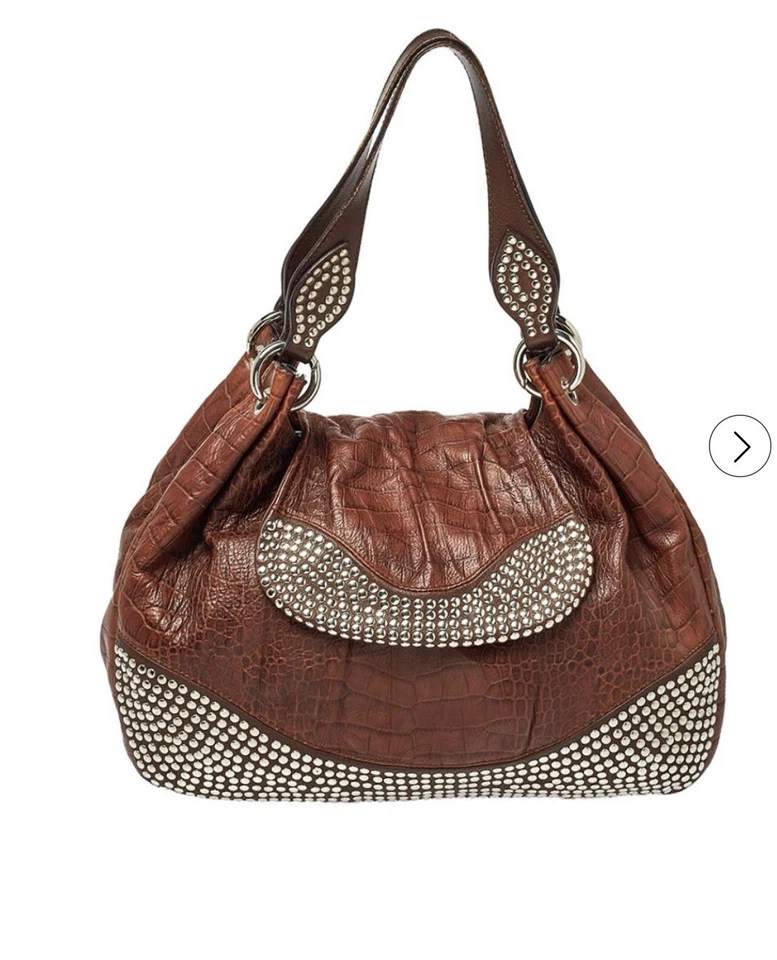 Bolso de Hombro Moschino Cuero Marrón Tachonado - Excelente Estado Foto 3 de 4