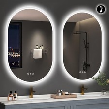 24x36 Oval LED Bathroom Mirror with Bluetooth Speaker Anti-Fog LED Lights 2pc