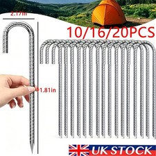 10-20X 12" Heavy Duty Galvanised Steel J Shaped Ground Stakes Gazebo Tent Pegs