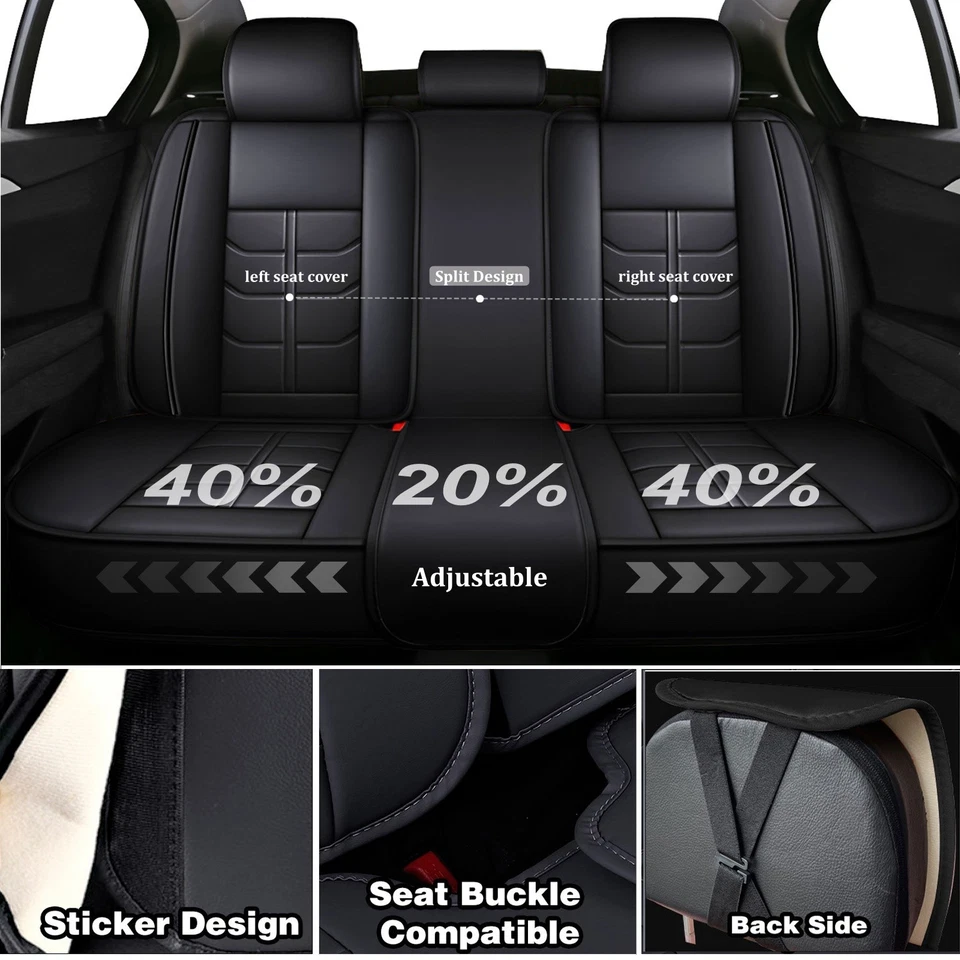 For Toyota Highlander Car Seat Covers Full Set Leather Front & Rear Cushion Pad - Image 3 of 4