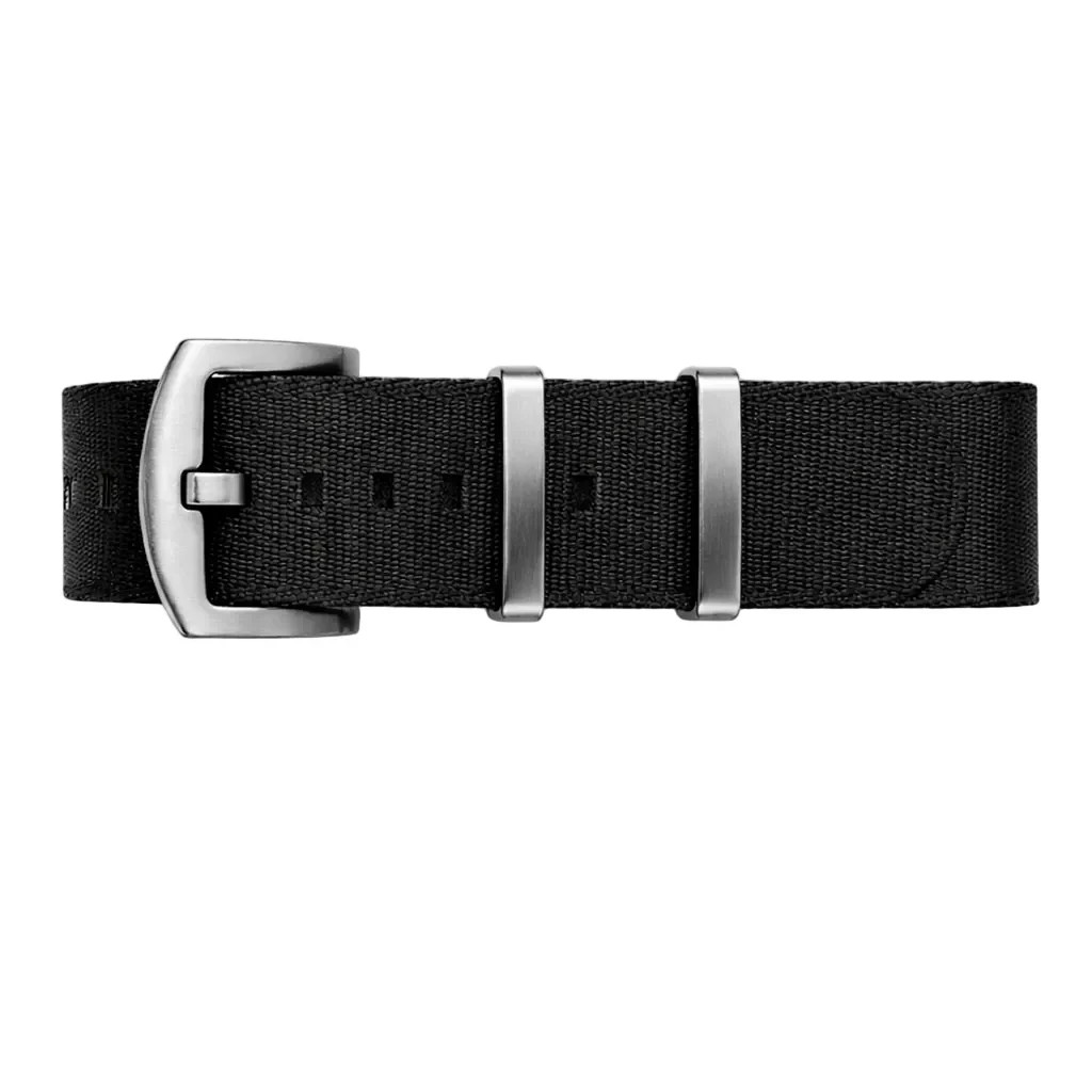 Bracelet montre NATO en nylon noir et boucle satin souple pour homme