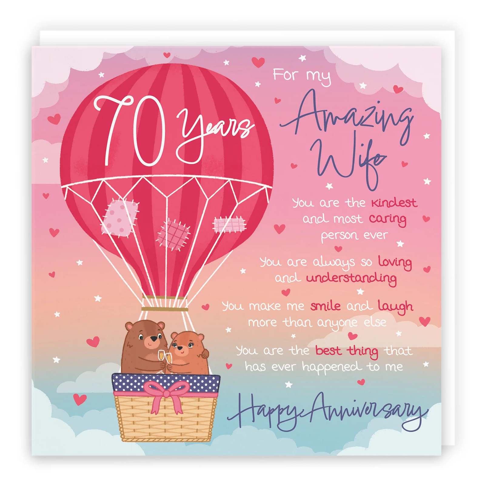 70th Wife Anniversary Poem Card Love Is In The Air Cute Bears