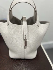 BNIB Hermès Picotin 18 Bag Craie Clemence Leather with Silvee Hardware