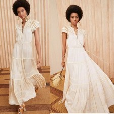NWT $665 Ulla Johnson designer cream/ivory maxi dress s M New