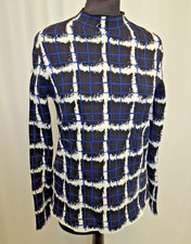 Reiss Knit Turtle Neck Jumper Check Stretch Long Sleeved Women's Small L3485