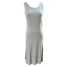 SPLENDID Women's Large Ribbed Knit Tank Midi Dress Grey