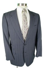 Brioni Roman Style Mens Charcoal Stripe 2 Btn Wool Suit 40R 32W Italy