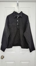CAMISA VAQUERA OVERSIZE MANGA LARGA CUELLO 1/4 LAVADA NEGRA-XL