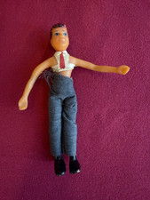 Vintage 1950s Flagg 6" Flexible Male Doll Wearing Blue Pants  Neck Tie