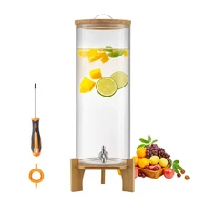 VEVOR Drink Dispenser 3.5 Gal Beverage Dispenser for Parties Glass with Stand