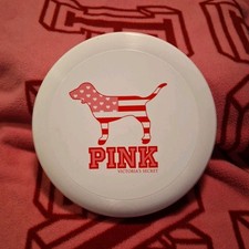 Victoria's Secret PINK Flying Disc Frisbee White Red Dog Logo