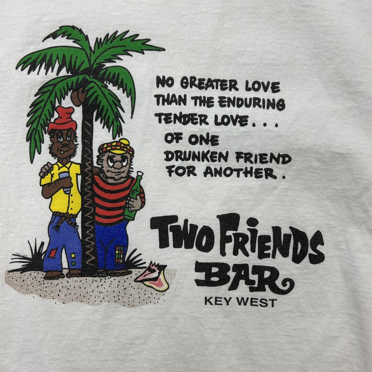Vintage Two Friends Bar Gildan Shirt Mens Medium White Key West