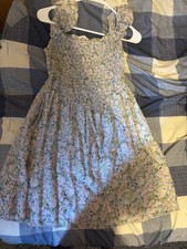 Floral Smocked Sundress Ruffle Strappy Sleeveless Square Neck Knee Length