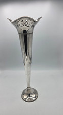 Vtg Sheffield Pair Point Art Deco Silver Plated Trumpet Style Vase