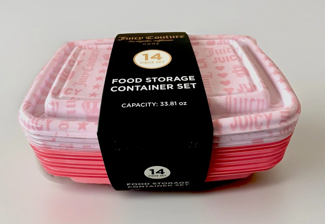 NEW Juicy Couture 14pc Pink Plastic Meal Prep Food Storage Container Set
