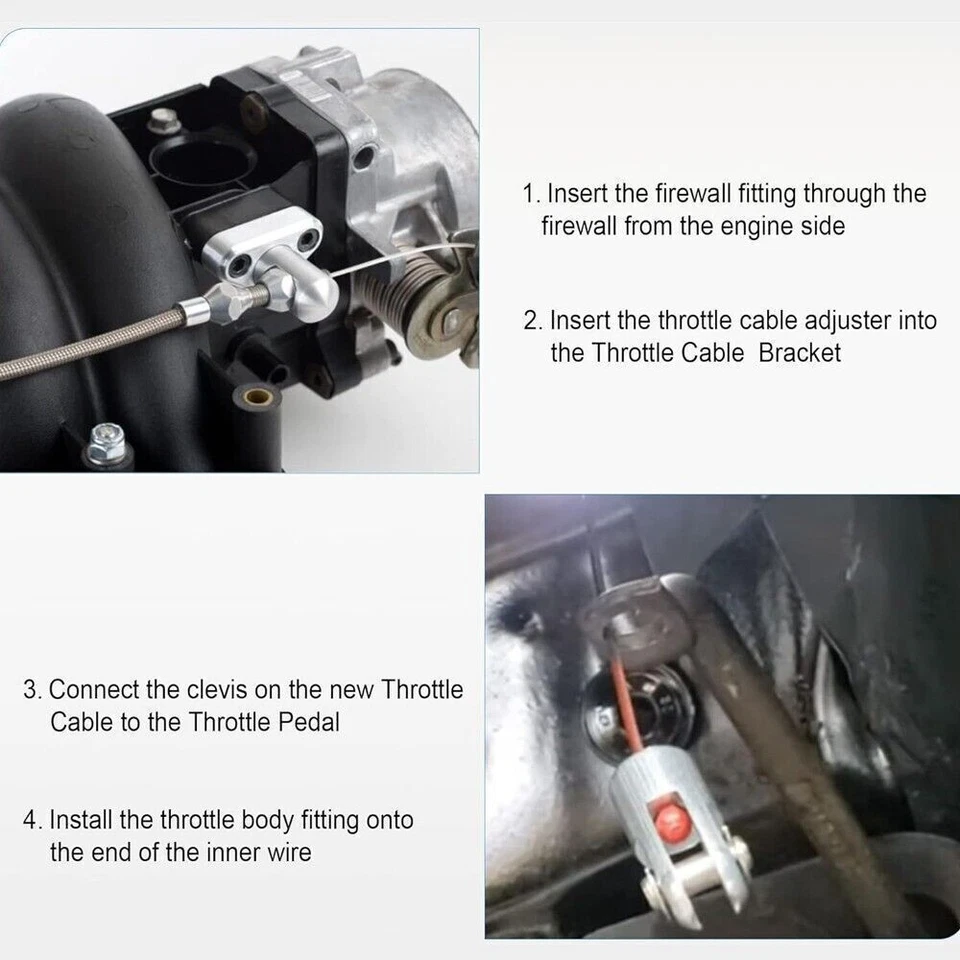 36inch Car Adjustable Throttle Cable Accelerator Cable Stainless Steel Universal Foto 3 de 4