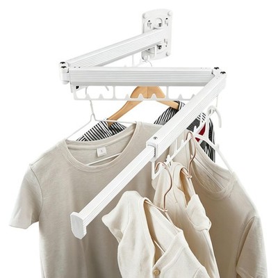 Foldable Wall Mounted Laundry Drying Rack, 3 Fold Retractable Clothes Drying ...