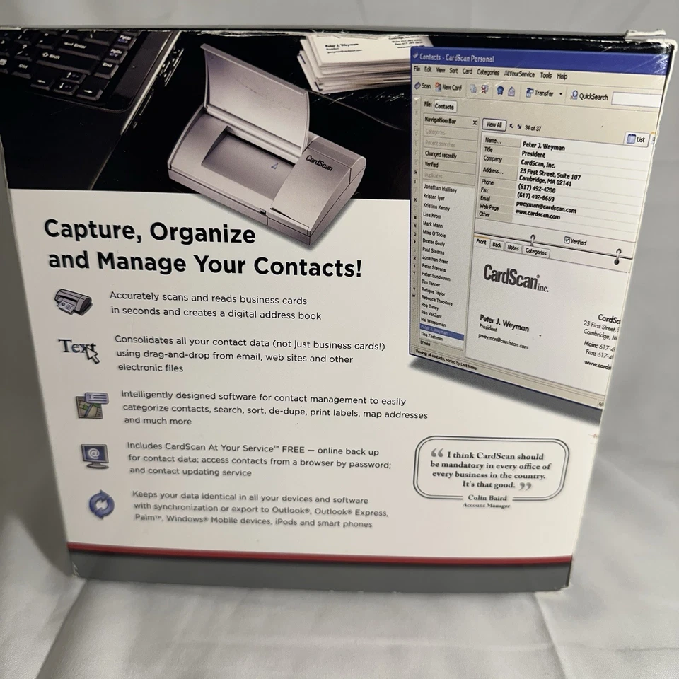 CardScan Personal Contact Manager And Compact Business Card Scanner UNTESTED - Image 3 of 4