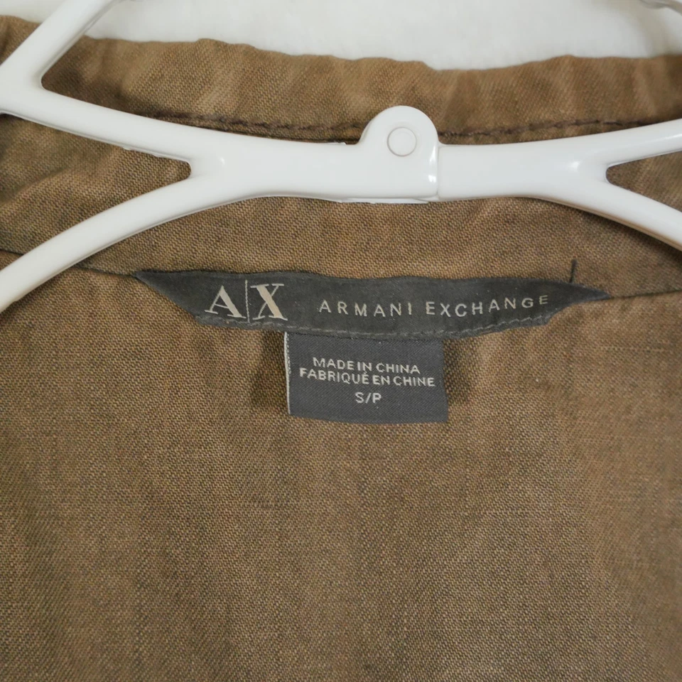 Blazer Abrigo Deportivo Armani Exchange Para Hombre Pequeño Marrón Mezcla de Lino Doble Botón AX Foto 4 de 4