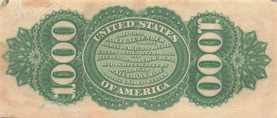 USA  $1,000  Series of 3.10.1863  Facsimile  Uncirculated Banknote ZD 13 - Image 2 of 2
