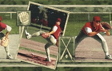 * Wallpaper bordeR Wall Base Ball Pitcher Batter Catcher First Baseman  SPORTS 
