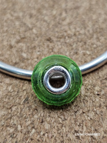 Autentico Ciondolo Europeo Verde Luccicante Sfacciato Murano Argento Sterling 925 - Foto 3 di 3