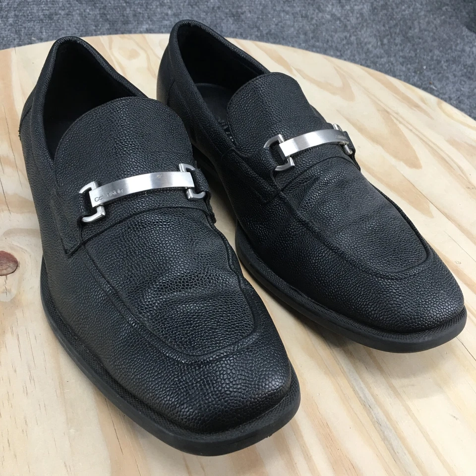 Calvin Klein Shoes Mens 10 Eaton Dress Slip On Bit Loafer Black Faux Leather - Image 3 of 4